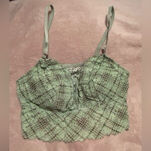Victoria’s Secret Pink Green and Black Lined Lace Bralette